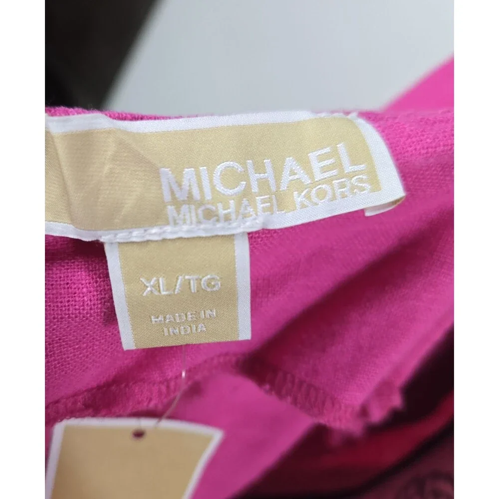 Michael Kors Women's Size‎ XL Pink Drawstring Front Blouse NWT